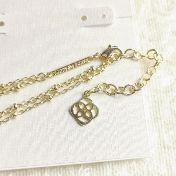 New Elisa Dichroic Glass Gold Multi Strand Necklace - Picture 3 of 7